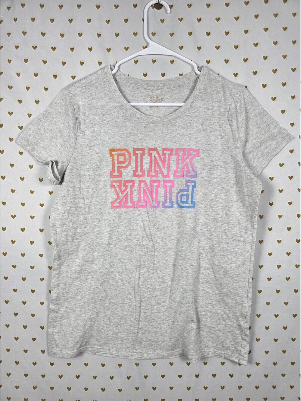 Victorias Secret PINK Logo gradient tee shirt LARGE